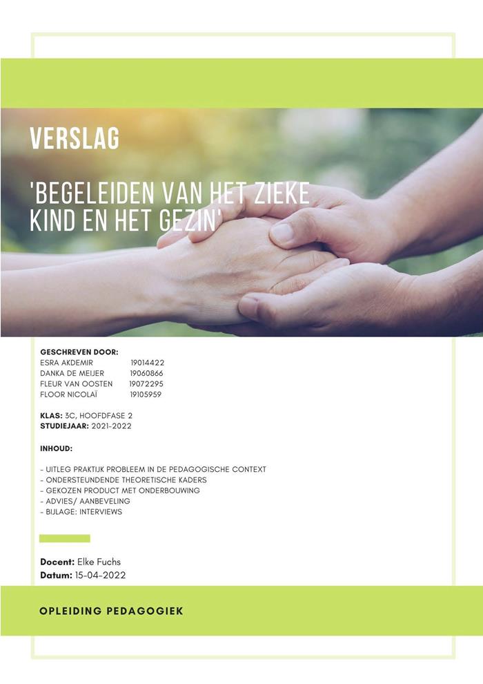 Handboek: Begeleiden van het zieke kind en het gezin